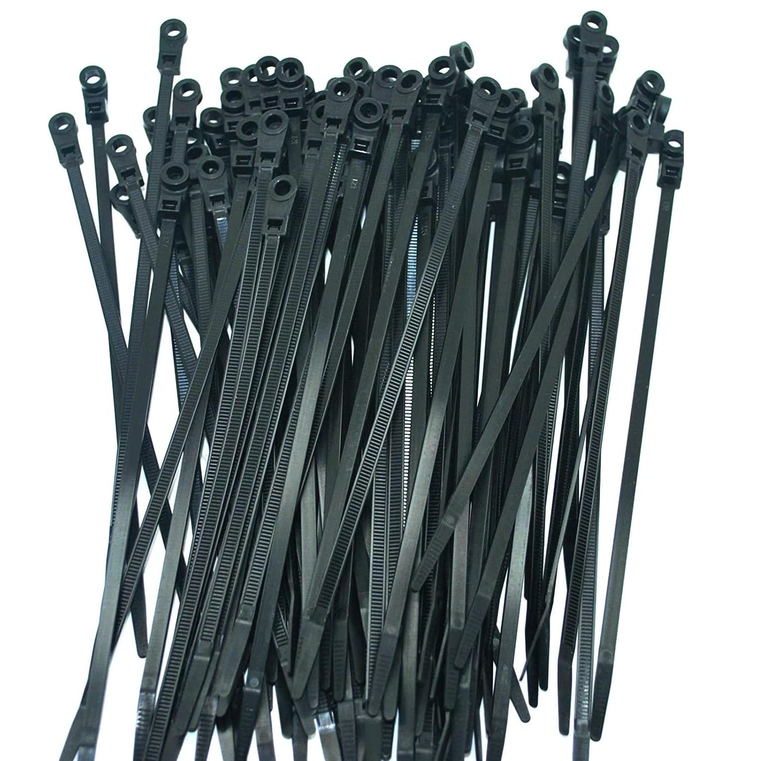 Wzddxunsf Black Screw Hole Cable Ties Reusable Fixed Nylon Self-Locking Cord Straps Fastening Loop Office Organizer(,200Pcs)