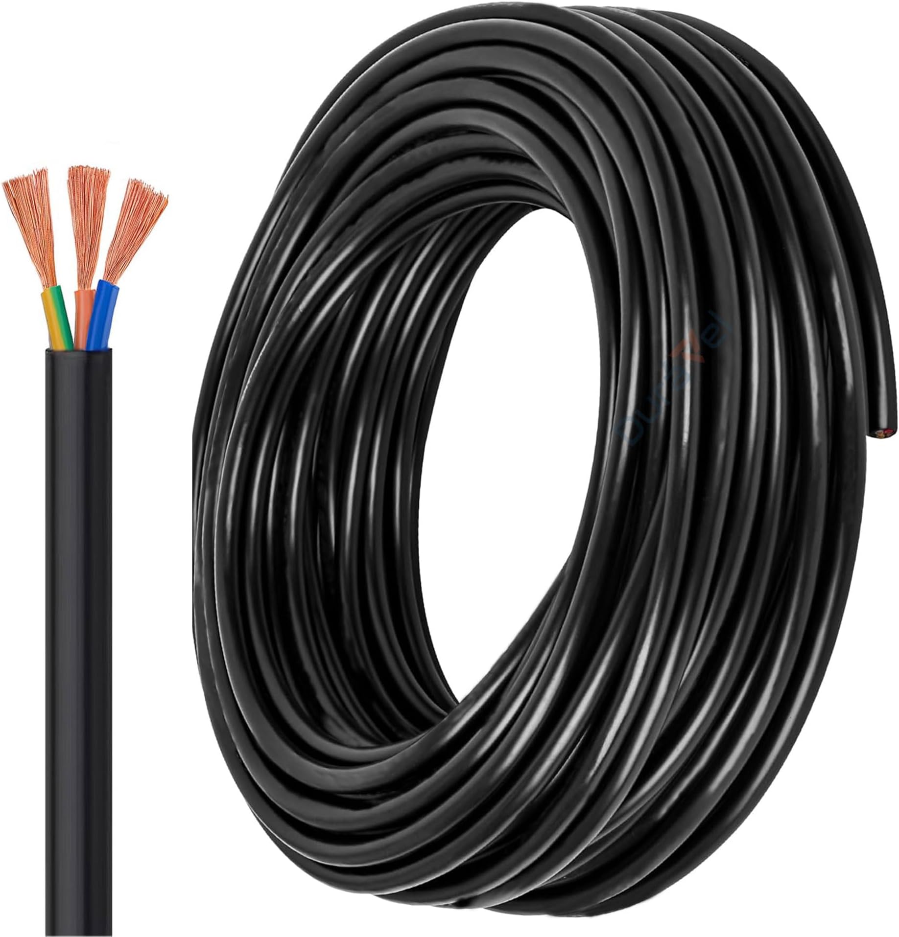 3-Core Electrical Cable, Black PVC Insulated Power Wire, Flexible Copper Conductor (BLACK 3 CORE 50 METER, 4MM)