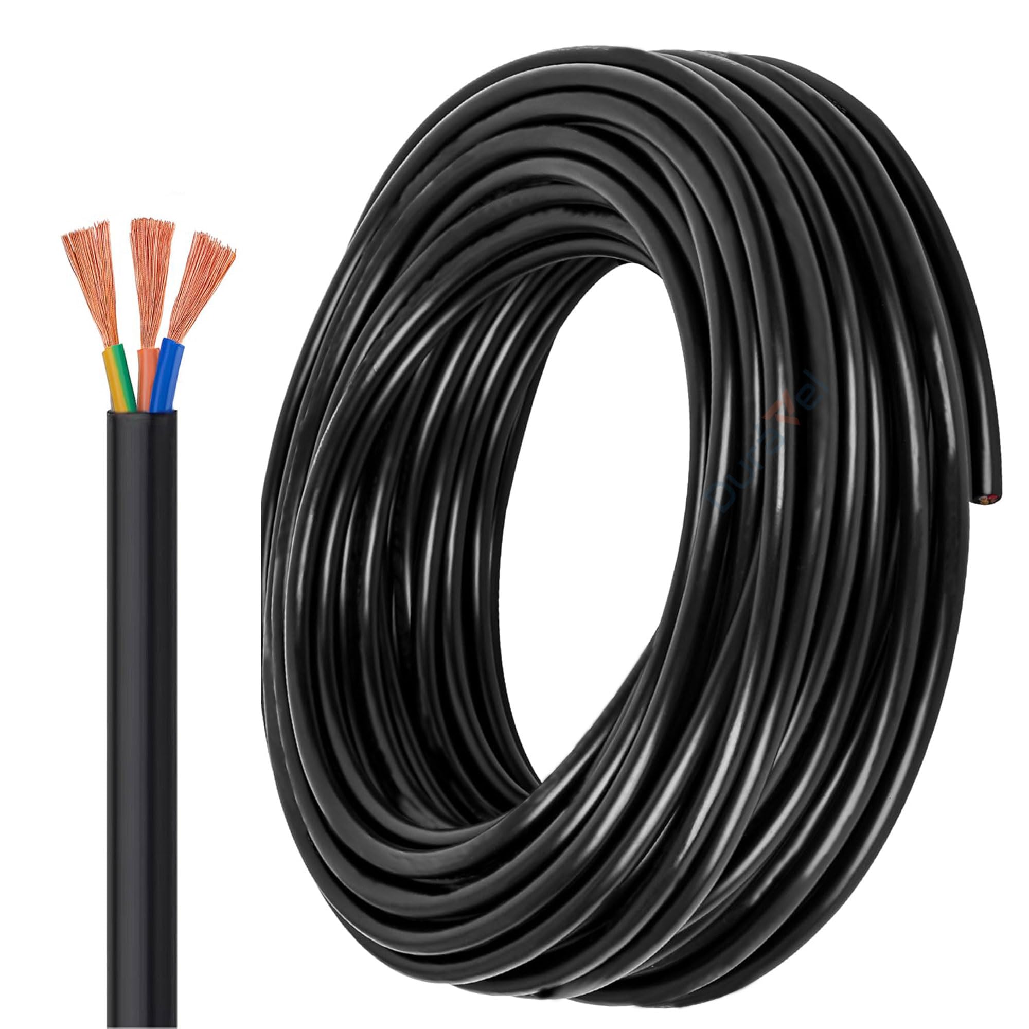3-Core Electrical Cable, Black PVC Insulated Power Wire, Flexible Copper Conductor (BLACK 3 CORE 50 METER, 4MM)