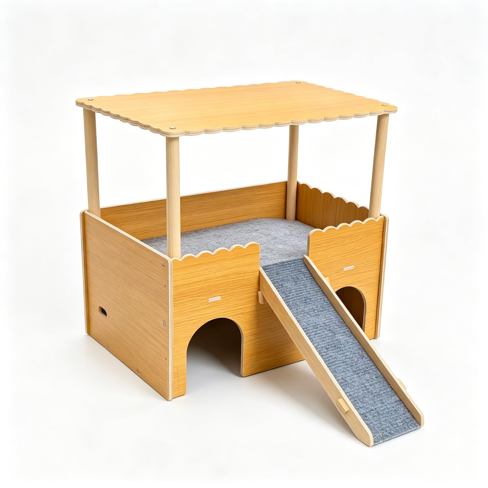 Meerschweinchen Versteck Kleintier Versteck Stabiles Meerschweinchen Tunnel Schloss mit Rampe & Plattform für Chinchilla, Ratte, Hamster, Hase