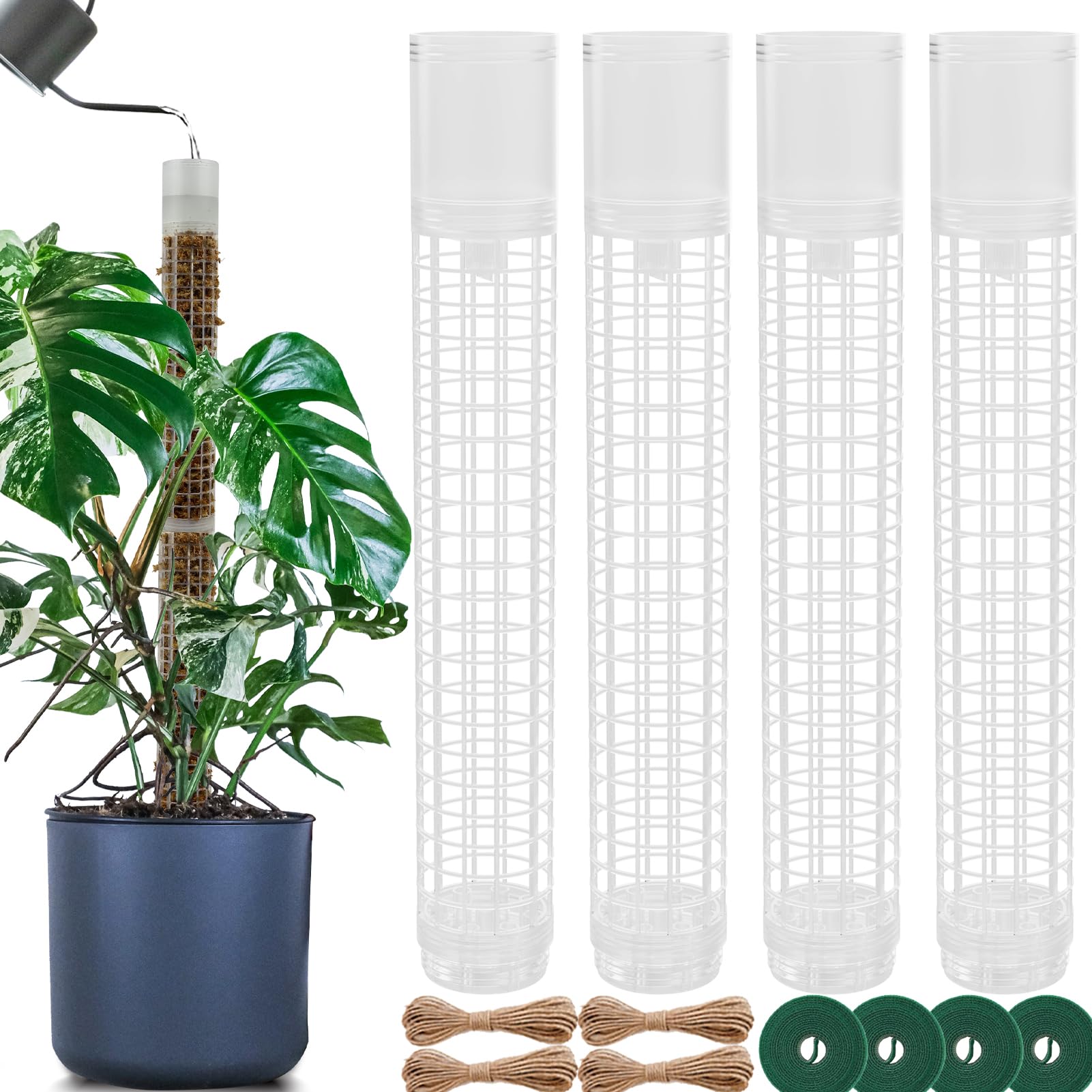BDHHFAM Self-Watering Moss Stick, 4 x 44 cm Extendable Plant Supports for Indoor Plants