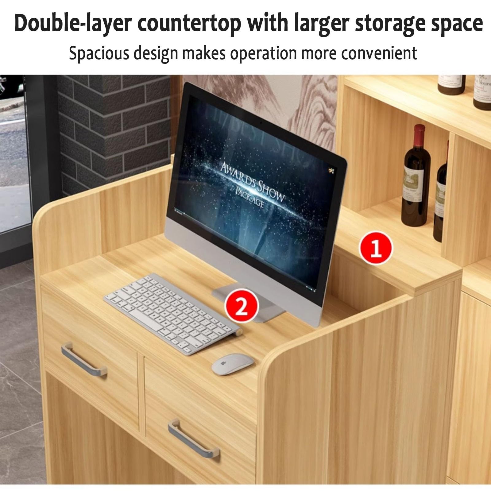Schreibtisch mit abschließbaren Schubladen, kommerzielle Bürotheke, stilvoller Tisch für Büro und Lobby, Schaufenstermöbel, 80 cm
