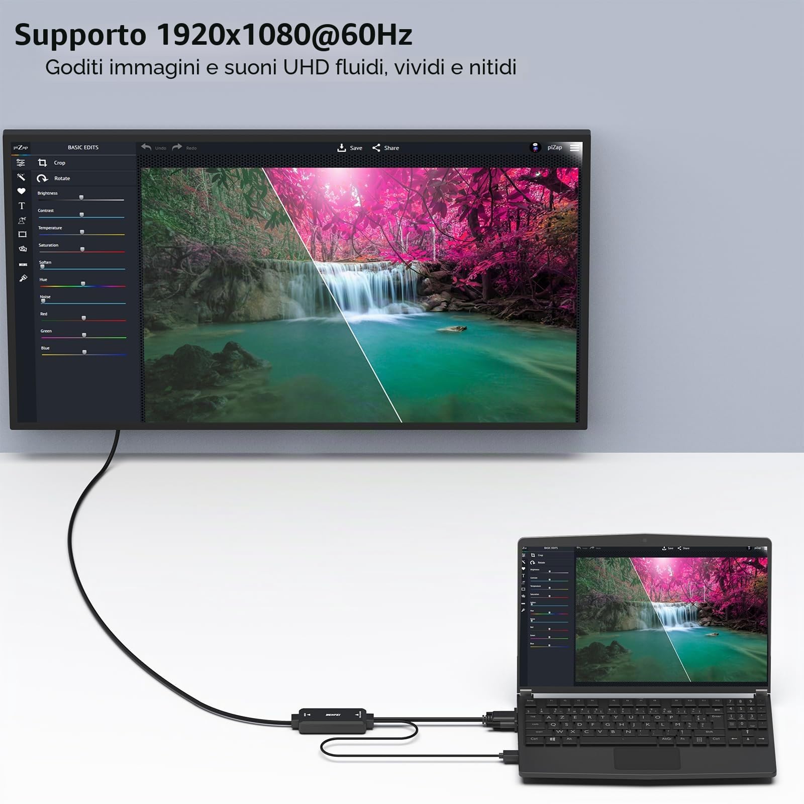 BENFEI Cavo VGA a HDMI con audio, 1,8M 1080P cavo da VGA computer/laptop a HDMI monitor/TV (non bidirezionale)