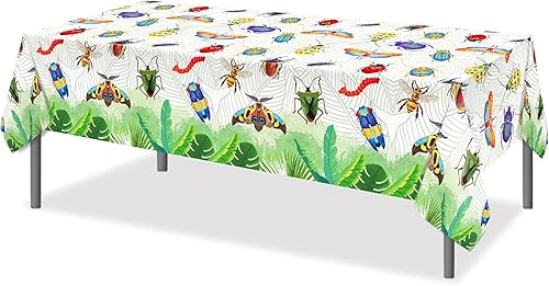Miniatura 3 de CC HOME Paquete de 1 mantel rectangular de plástico para fiesta de insectos, de 54 x 87 pulgadas de largo, para bufé, fiesta de cumpleaños, cena de