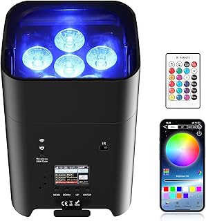 Luces subidas alimentadas por batería recargable par puede 6x18W RGBWA+UV LED Uplight 9600 mAh APP/Remote/DMX512 Control Etapa Luces Uplighting Interior para Boda DJ Iglesia Navidad Baile