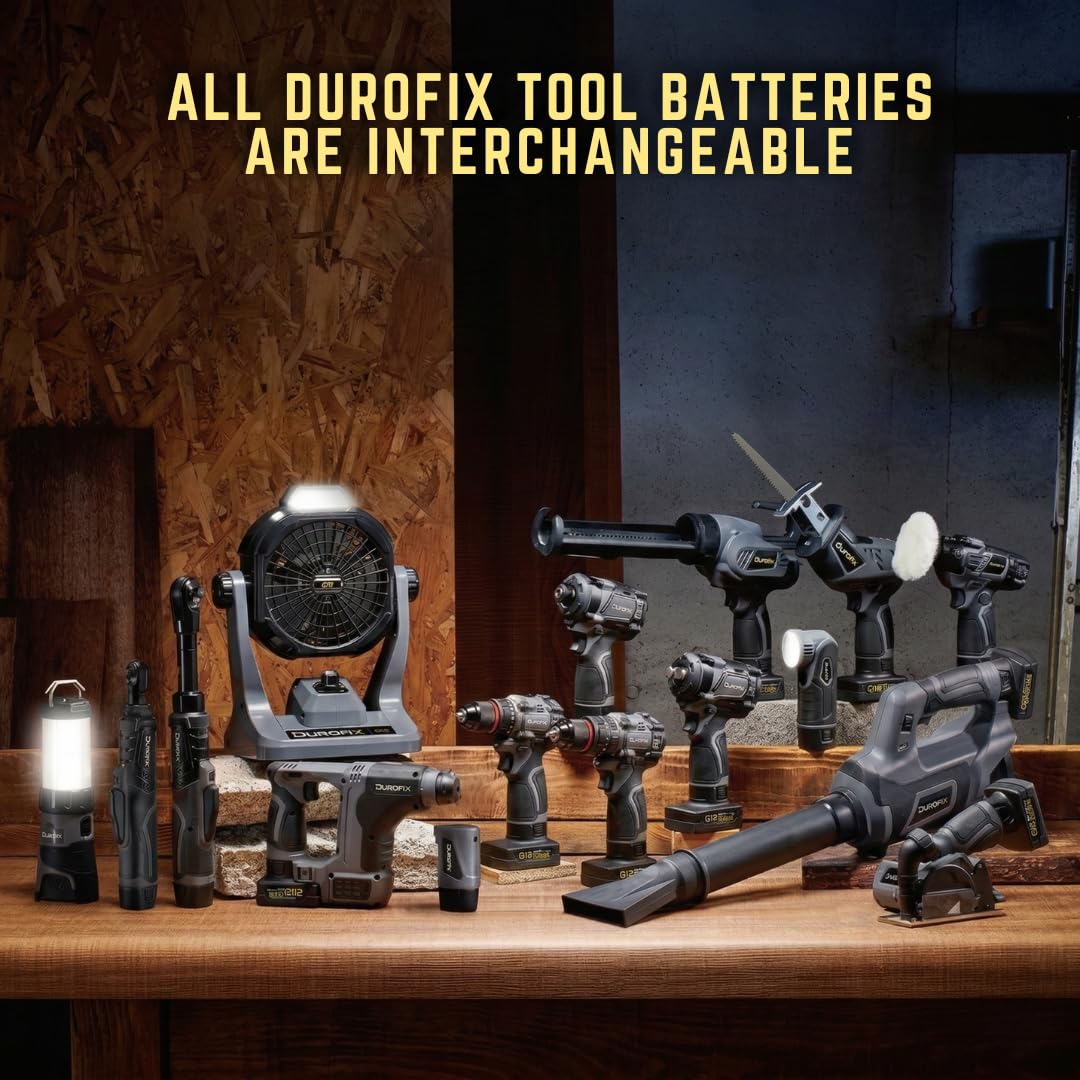 Durofix Confezione da 2 batterie agli ioni di litio serie G12 da 12 V, batteria ricaricabile agli ioni di litio da 2,0 Ah per utensili elettrici cordless compatti G12, B1225LA-P2