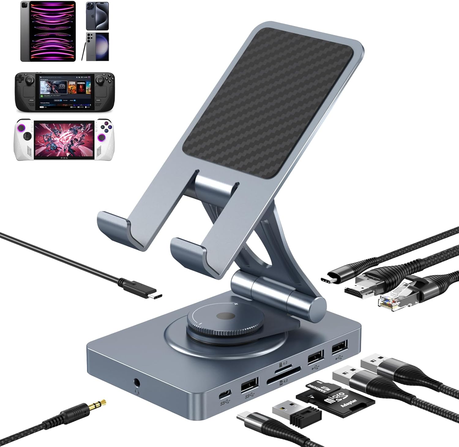 Versatile USB C Hub and Small USB HUB with 2ft Cable