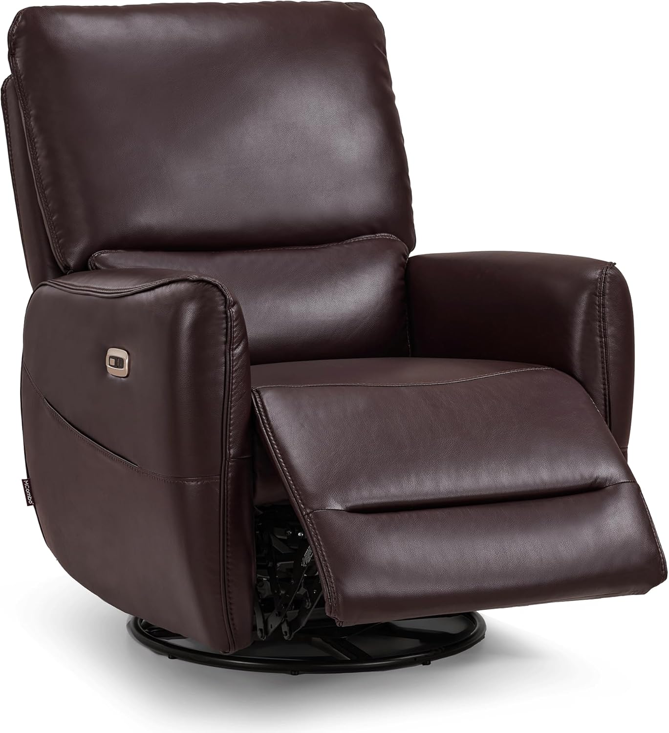 MCombo Power Swivel Rocker Recliner with Lumbar Support, Faux Leather Electric Nursery Glider Recliner Chair for Adults, 6922 (Dark Brown)
