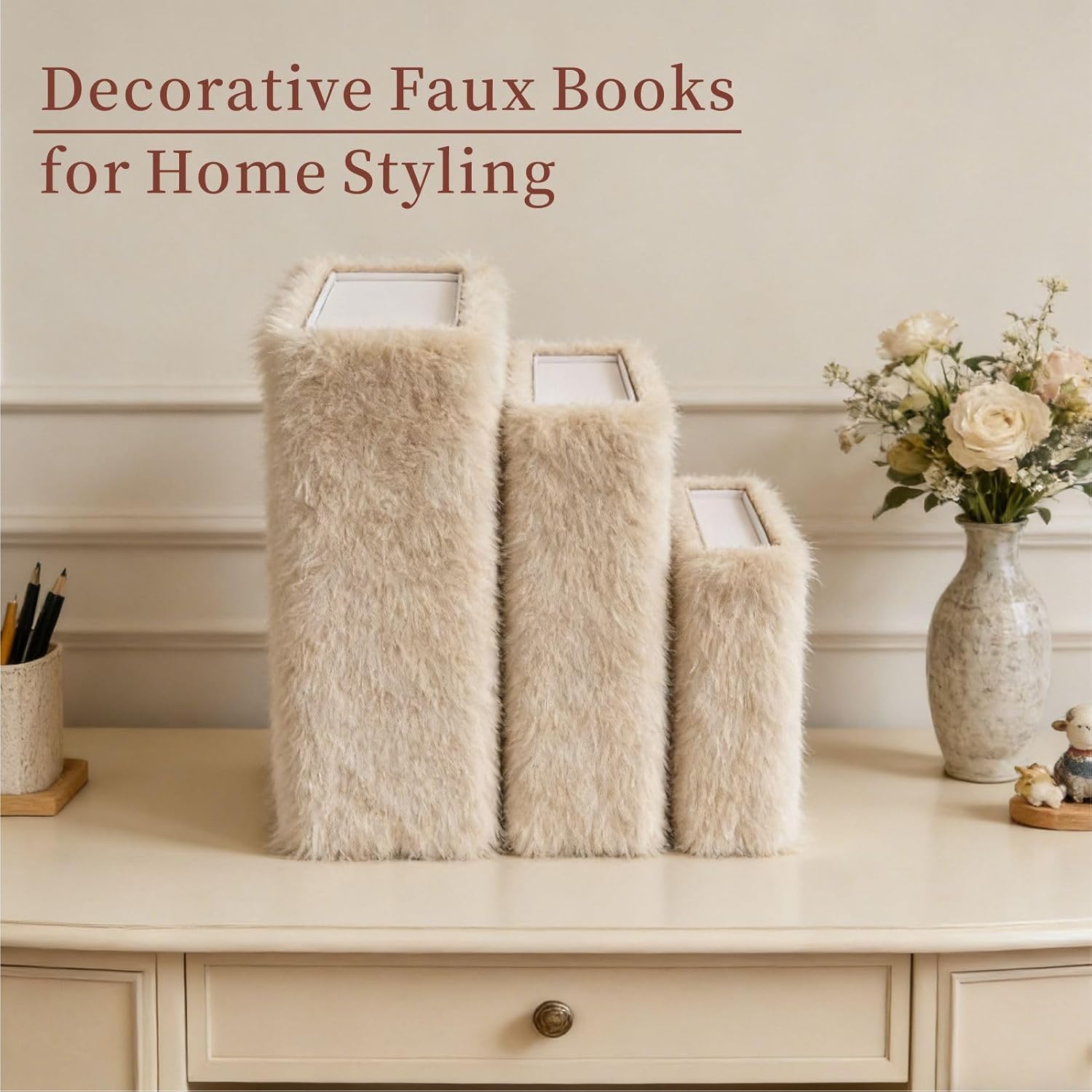Decorative Faux Books Set of 3, Fake Books with Hollow Book Box Design, Coffee Table Decor for Home, Book Shelf Decor & Living Room Accent (Grey)