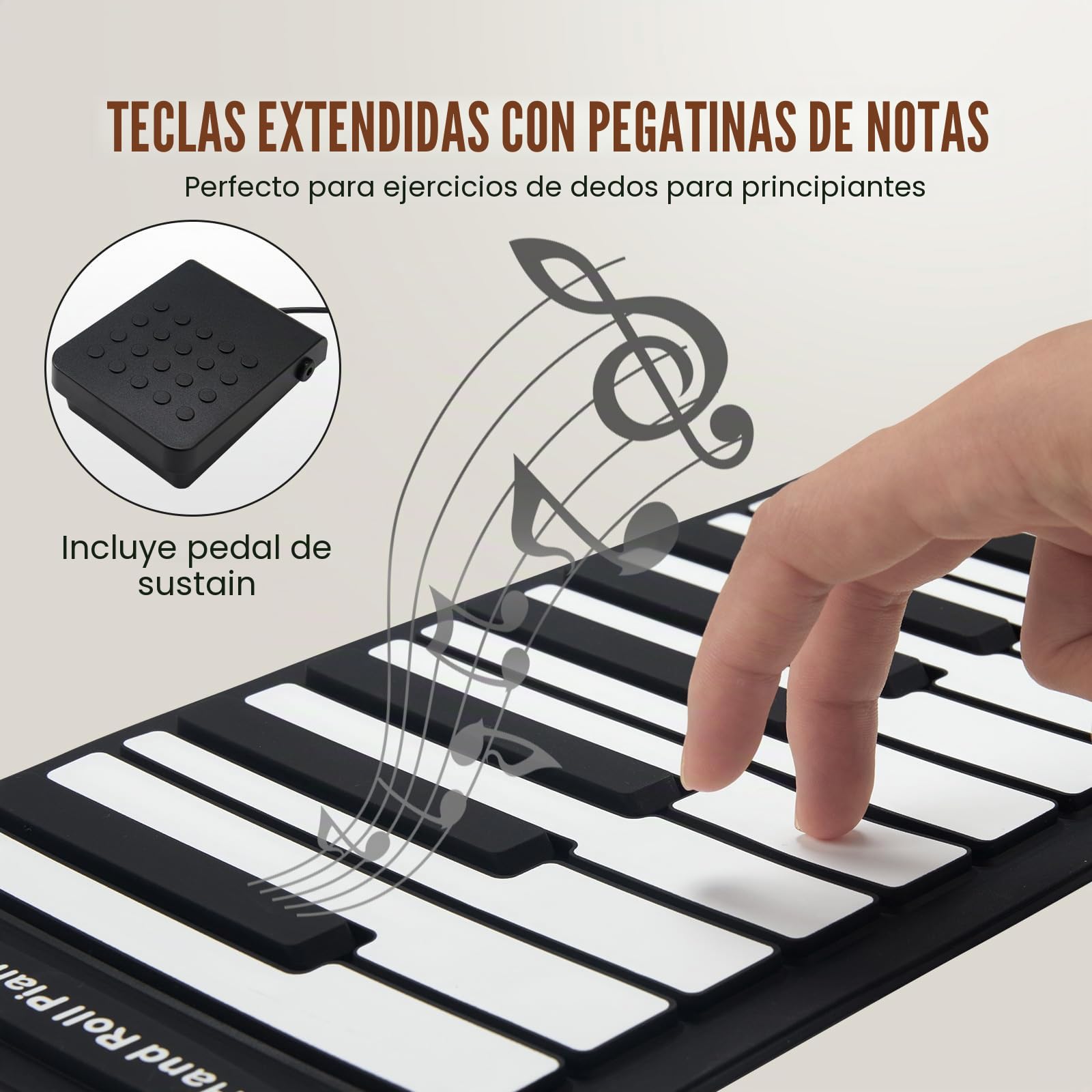 VEVOR Teclado Piano Enrollable 88 Teclas 128 Ritmos 128 Tonos Piano Digital Portátil Recargable con Altavoz 2W Pantalla LED 5 Puertos Función MIDI para Niños, Principiantes, Adultos, Negro