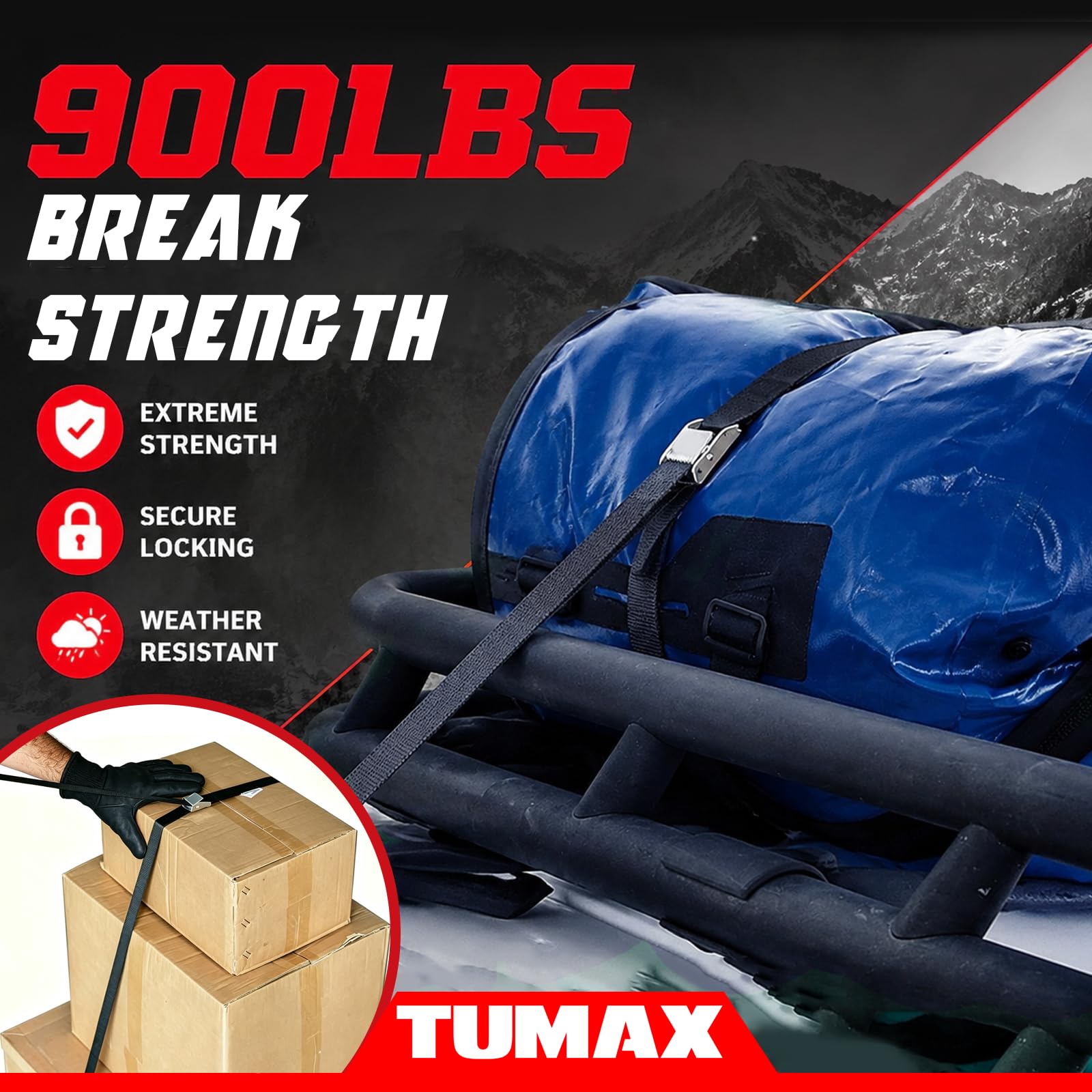 Cam Buckle Tie Down Straps - 6 Pack, 900Lbs Capacity -4
