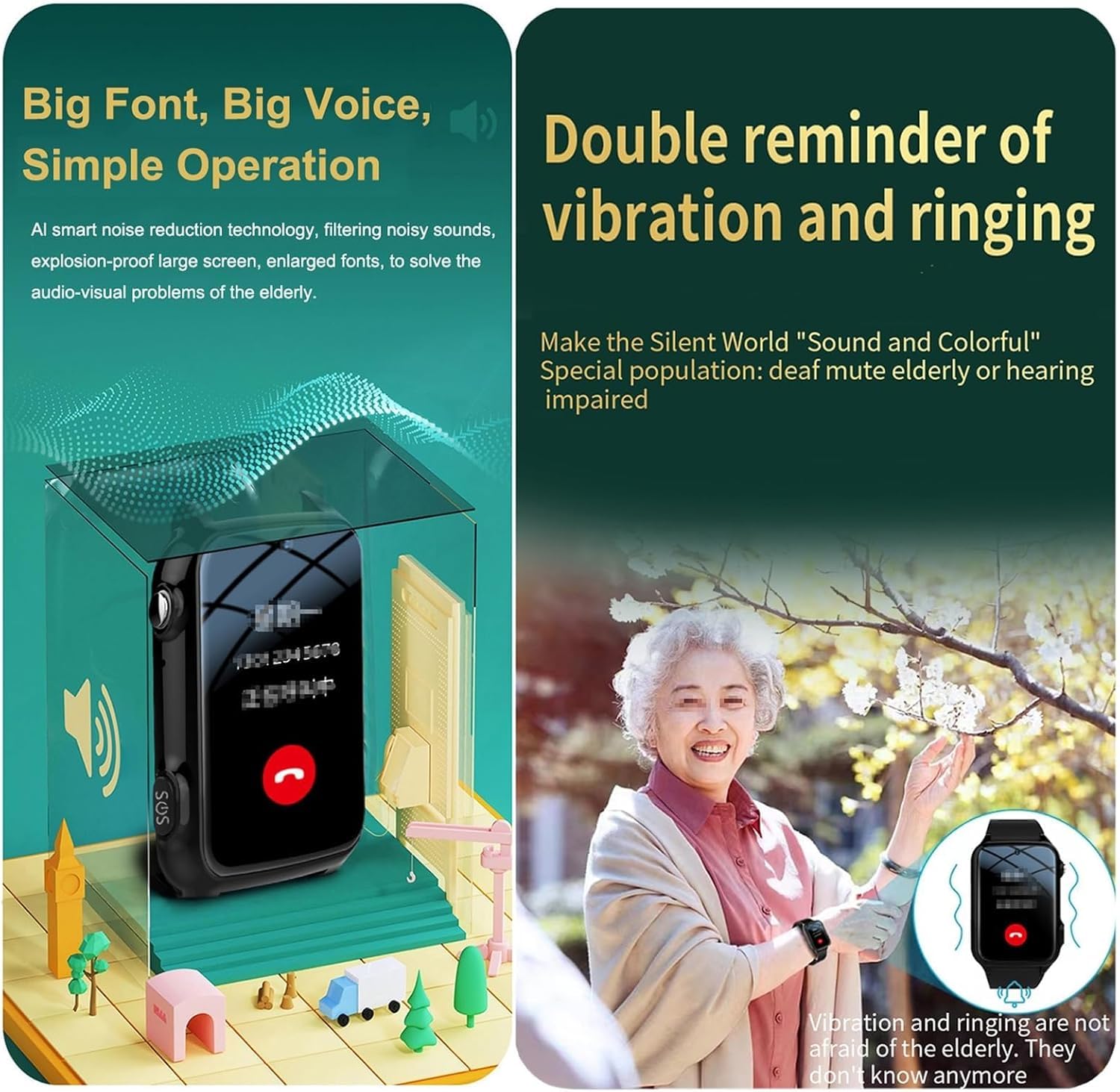 Genérico Detección de Caídas 4G Reloj Localizador GPS Personas Mayores Detector Caída Smartwatch Botón SOS para Alzheimer (Negro)