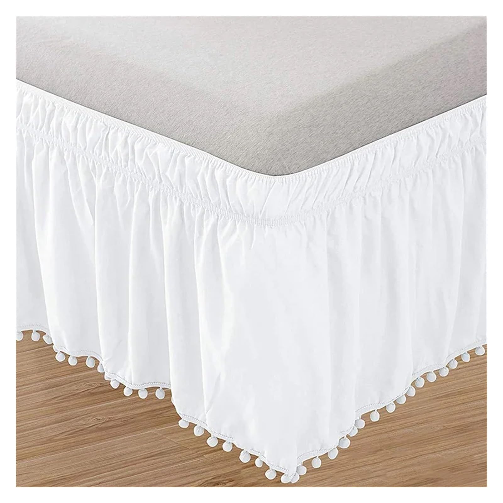 Cubre somier sin elástico falda de cama blanca para tapar patas de somier