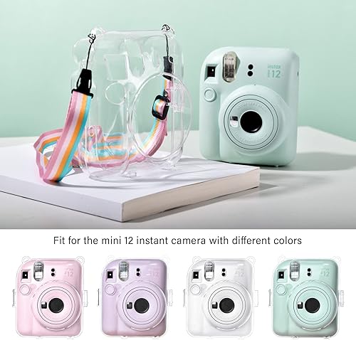 Miniatura 7 de MUZIRI KINOKOO Funda transparente compatible con cámara Fuji Instax Mini 12, funda rígida de PVC transparente para Fuji Mini 12 con correa ajustable