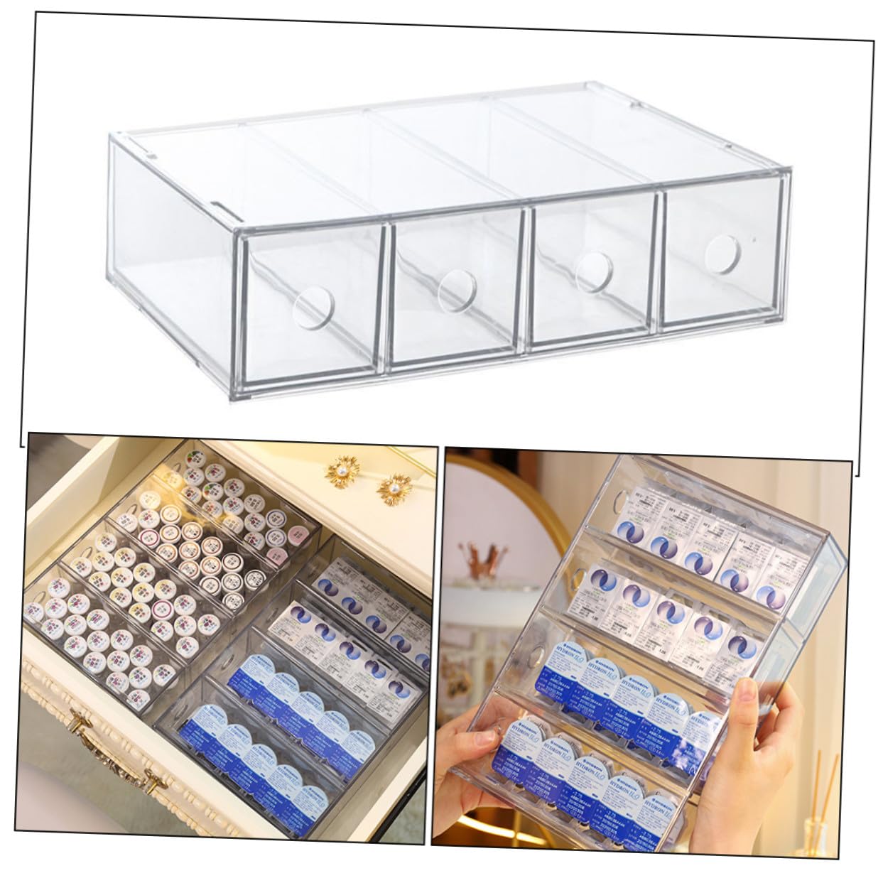 SOIMISS Organizzatore Trucco Acrilico Trasparente Scomparti Impilabile Porta Cosmetici e Gioielli per Bagno e Camera da Letto Organizer Bellezza Multifunzionale per Makeup e Accessori