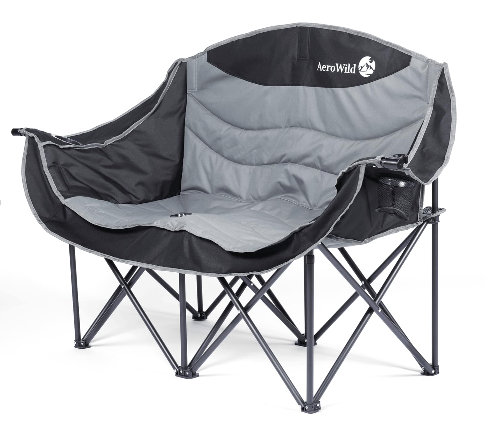 AeroWild Double Folding Chair – Portable Loveseat for 2 Adults with 600 lbs Support – Water & UV Resistant Folding Outdoor Chair for Beach, Picnic, Camping