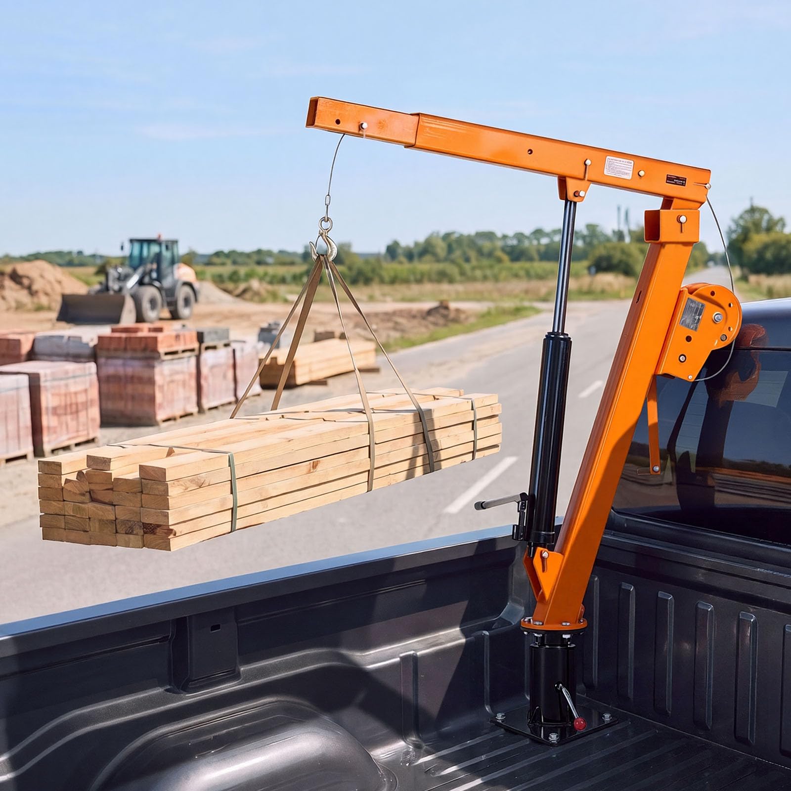 VEVOR Pickup Kran mit 907,2kg Tragkraft, Manueller Ladekran Inkl. Handwinde & 12t Hydraulikpumpe, Hebekran mit Teleskopausleger & 360° Drehkranz, Hebezeug aus Kohlenstoffstahl für Pick-up LKW Anhänger