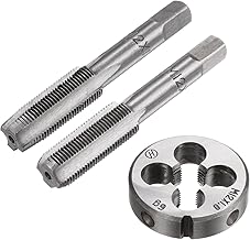 sourcing map 3 Pcs Metric Hand Tap and Die Set M12 x 1 Taper/Bottom Tap + Round Die Hand Tapping Tools for Repair