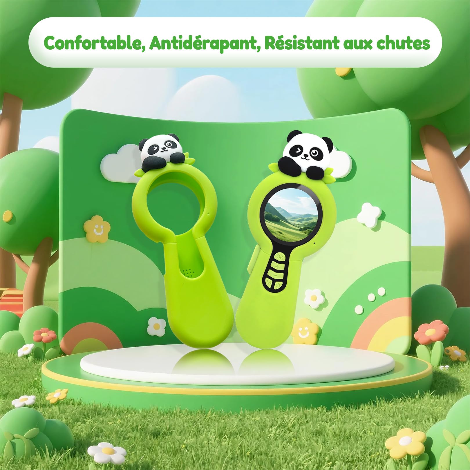 Microscope numérique 2 en 1 pour Enfants, Un Objectif Photo et Un Objectif de microscopique, Microscope Enfant 100X avec Carte mémoire 16GB, pour Petits explorateurs, Panda