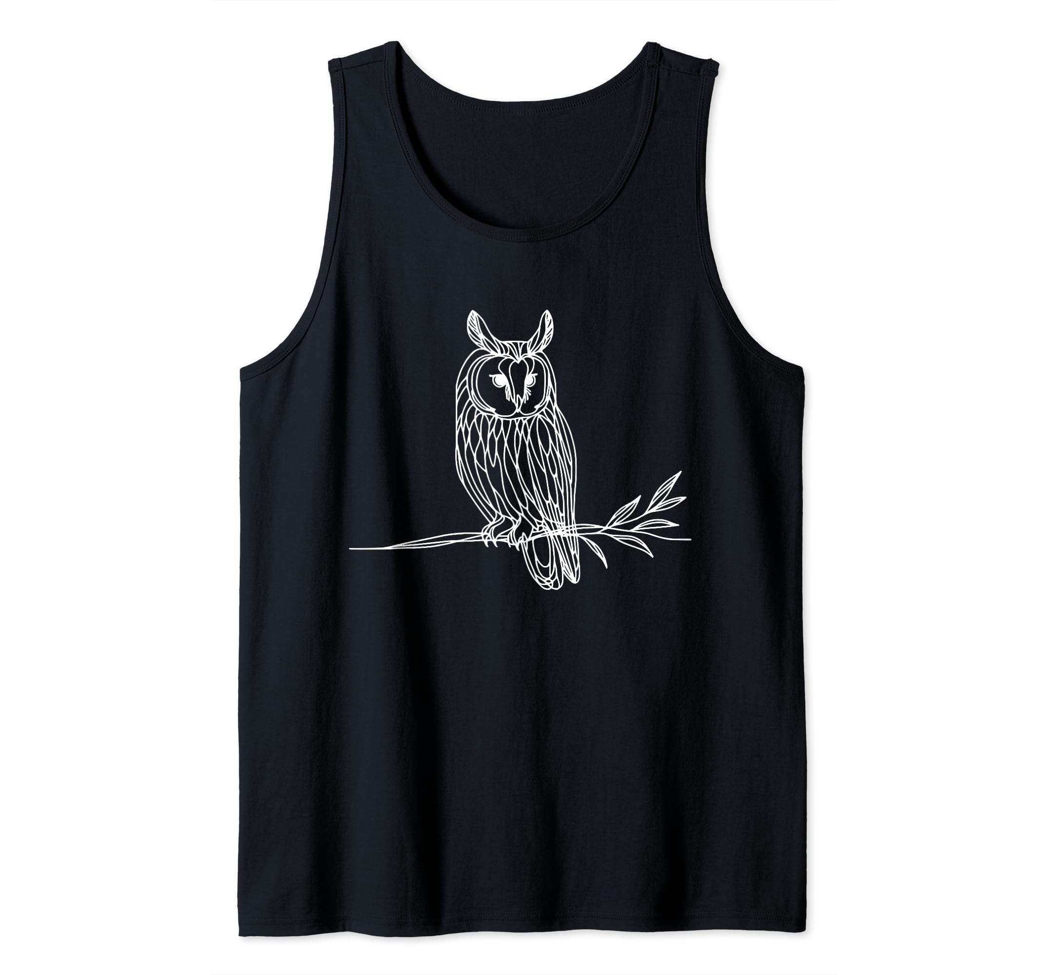 Line Art Bird & Ornithologist Long-Eared Owl Tank Top