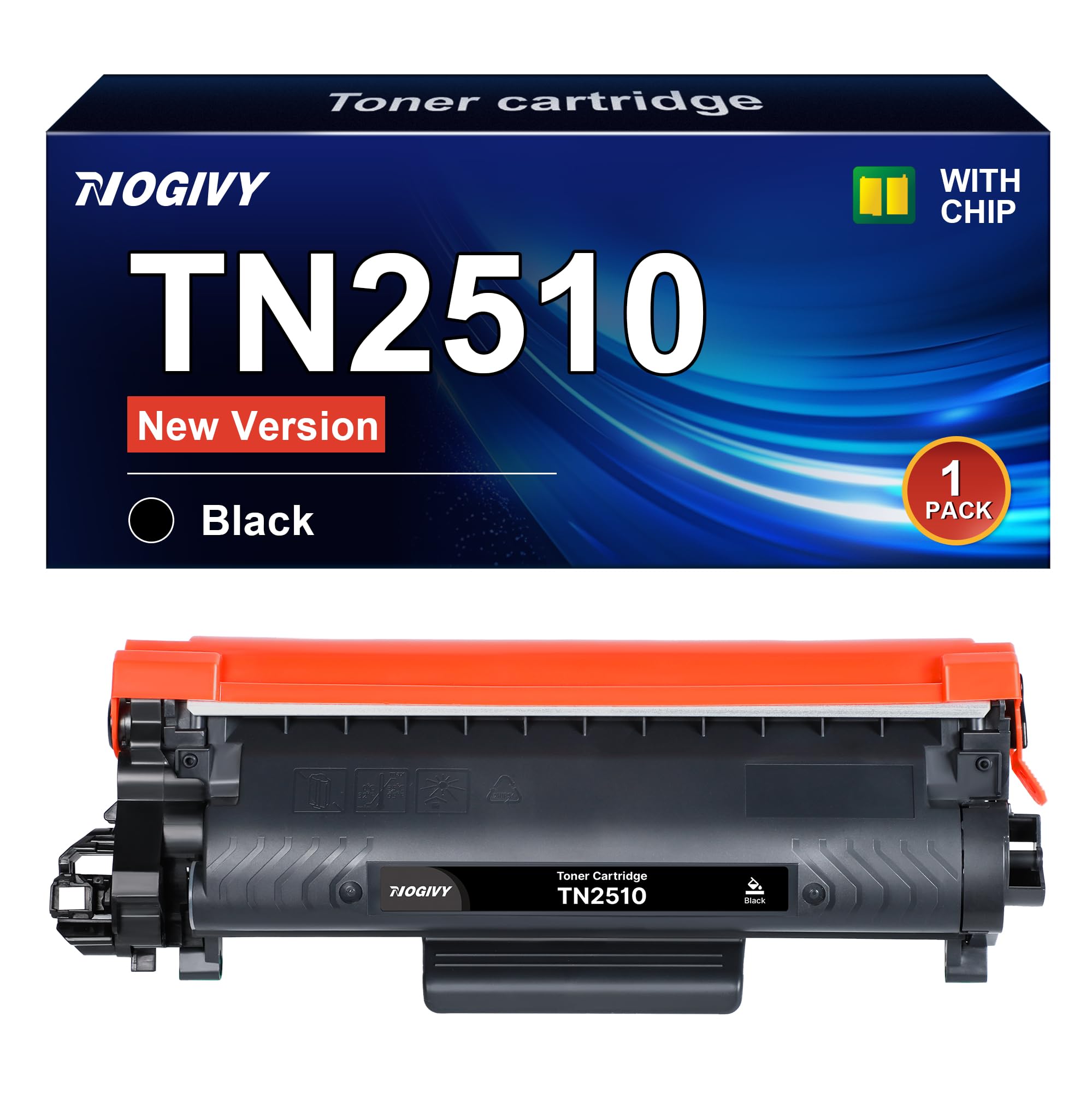 TN2510 TN-2510 Toner mit Chip Kompatibel für Brother 2510 Toner für Brother HL L2400DWE MFC-L2860DWE MFC-L2835DW MFC-L2827DW HL-L2400DWE MFC-L2800DW HL-L2447DW TN 2510 TN2510XL (1 Schwarz)