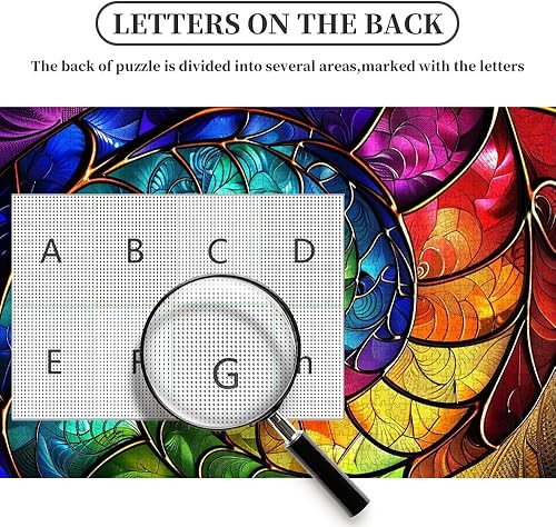 Miniatura 2 de Rompecabezas de arte abstracto de fantasía para adultos, 1000 piezas, desafiantes, coloridos y geniales con letras en la parte posterior,