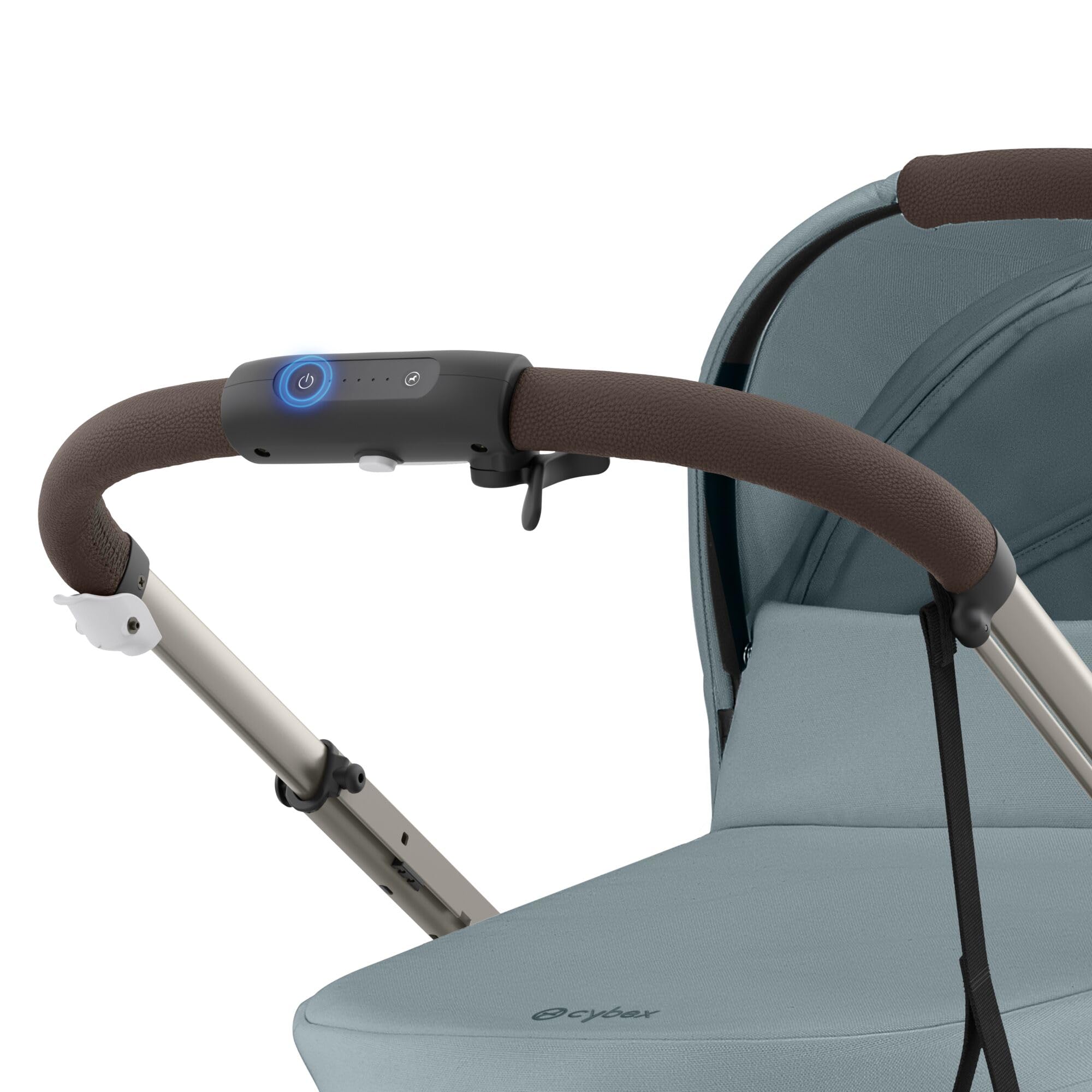 CYBEX Poussette Gold e-GAZELLE S, de la naissance à environ 4 ans, max. 22 kg (mode simple) / 2x 22 kg (mode duo), système tout-en-1 avec propulsion électrique et 20+ configurations, Bleu orageux