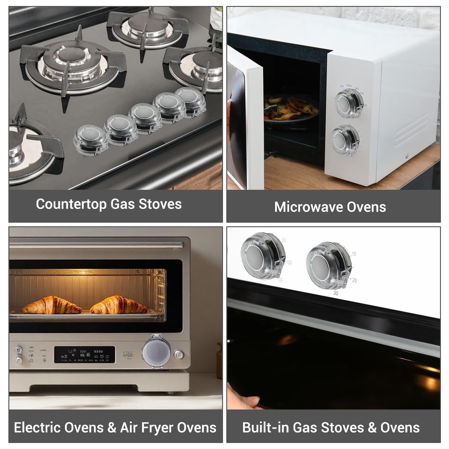 Cache-boutons de cuisinière adhésif renforcé résistants à la chaleur lot de 6 transparent