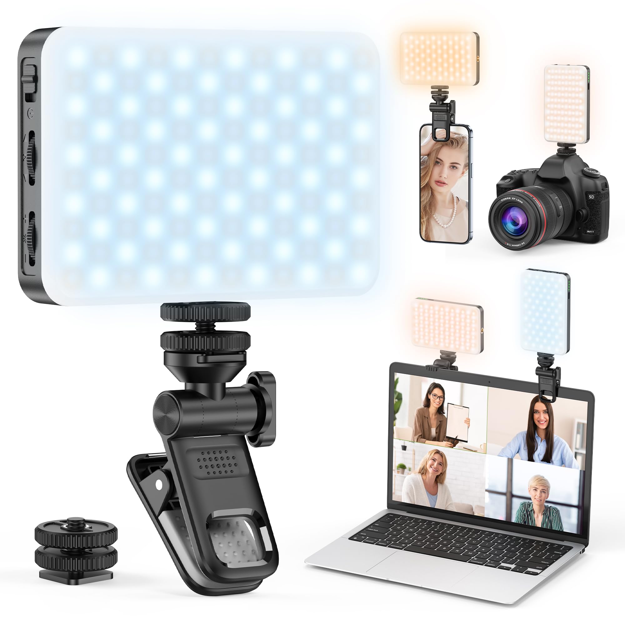 Selfie Light, Portable 120 LED Phone Light Clip, Rechargeable Video Fill Light Up to 9000K Color Temperature Clip for i Phone, Laptop, Tablet, Camera, TikTok, Video Recording, Makeup