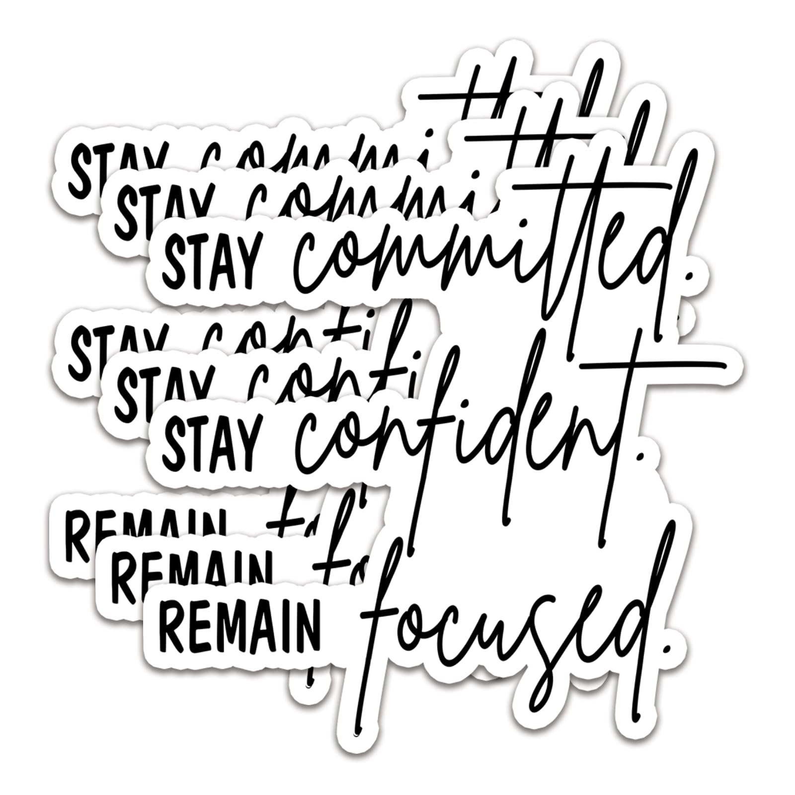 Photo 1 of (3Pcs) Stay Committed Stay Confident Sticker Quotes Funny Stickers Decal Waterproof Vinyl Stickers Adult for Laptop Kindle Car Tumbler Water Bottle Mug Phone Notebook Helmet - Size 3”x2.8”