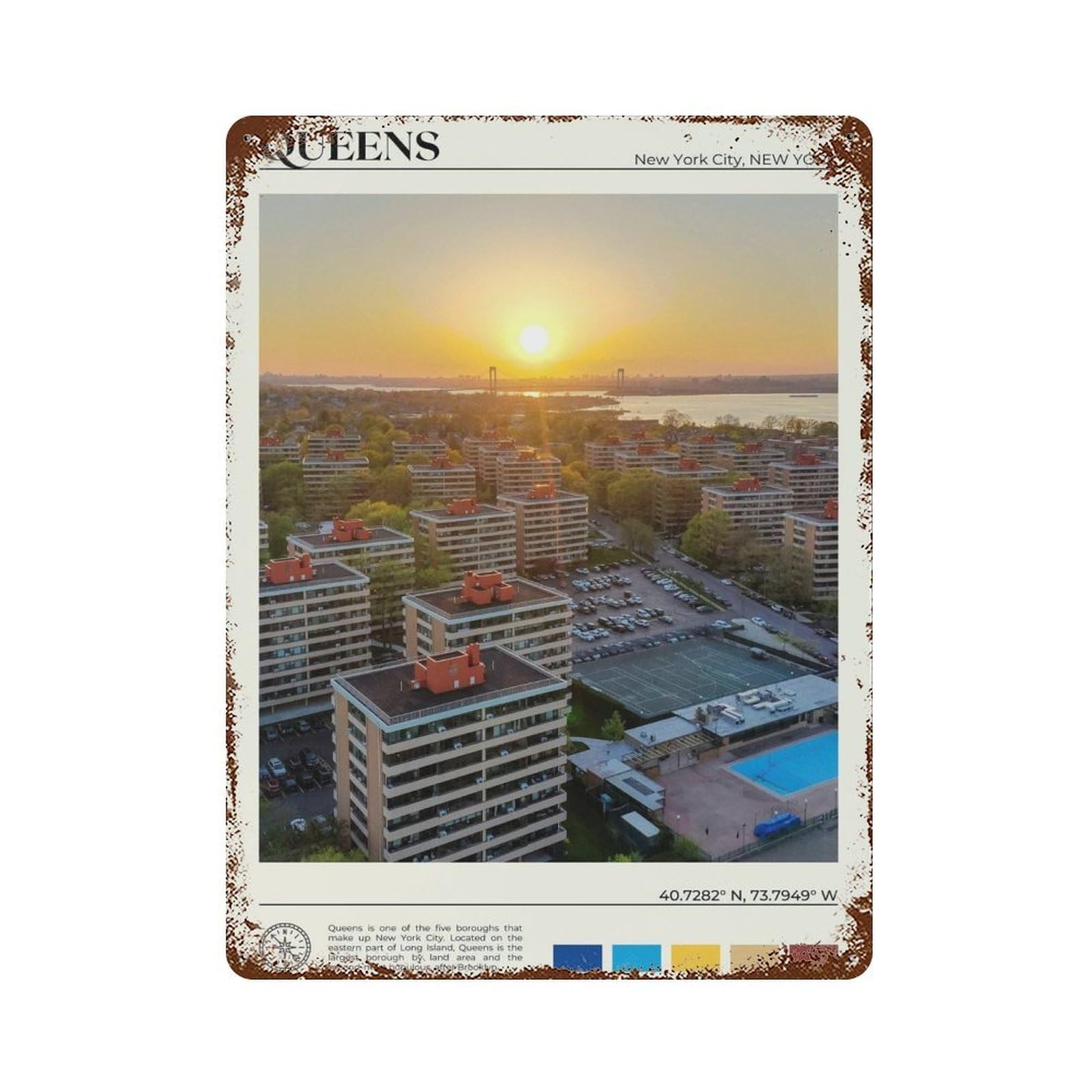 xiaoxiaoshen Real Photo Queens Decor New York Wall Decor Art Metal Tin Poster Modern Home Decor Art Home Bar Shop Decorations Vintage Sign 40x30cm
