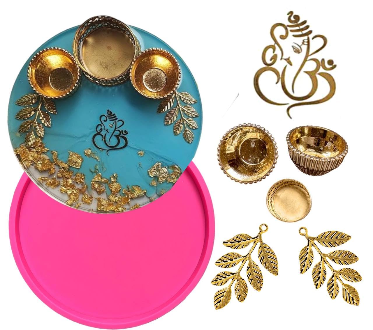 Round Resin Tray & Pooja Thali Kit/Ideal for Resin Art, Festival Décor & Gift Making-picture-16