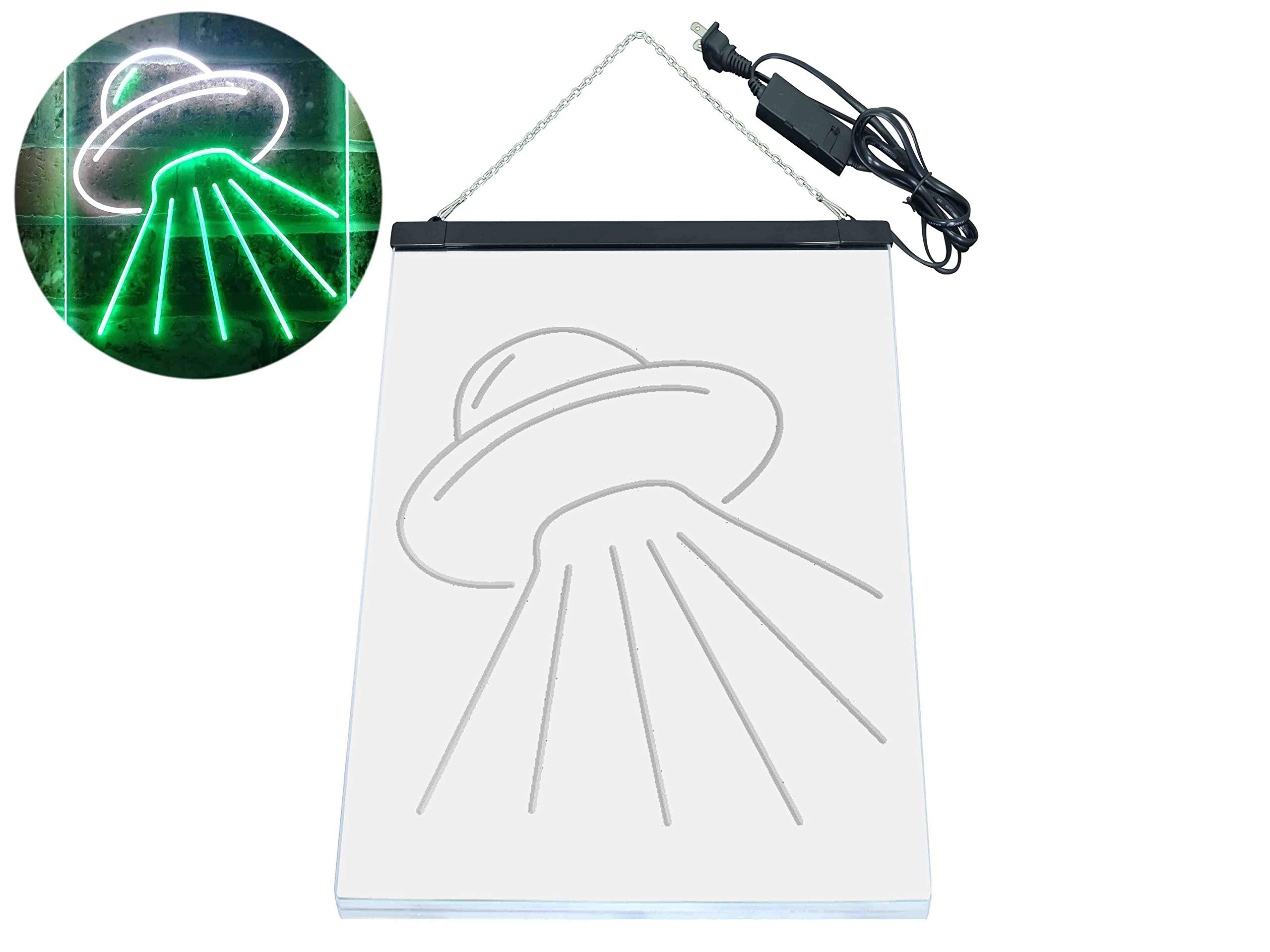 ADVPRO UFO Alien Spaceship Dual Color LED Enseigne Lumineuse Neon Sign Blanc et Vert 300 x 400mm st6s34-i3336-wg