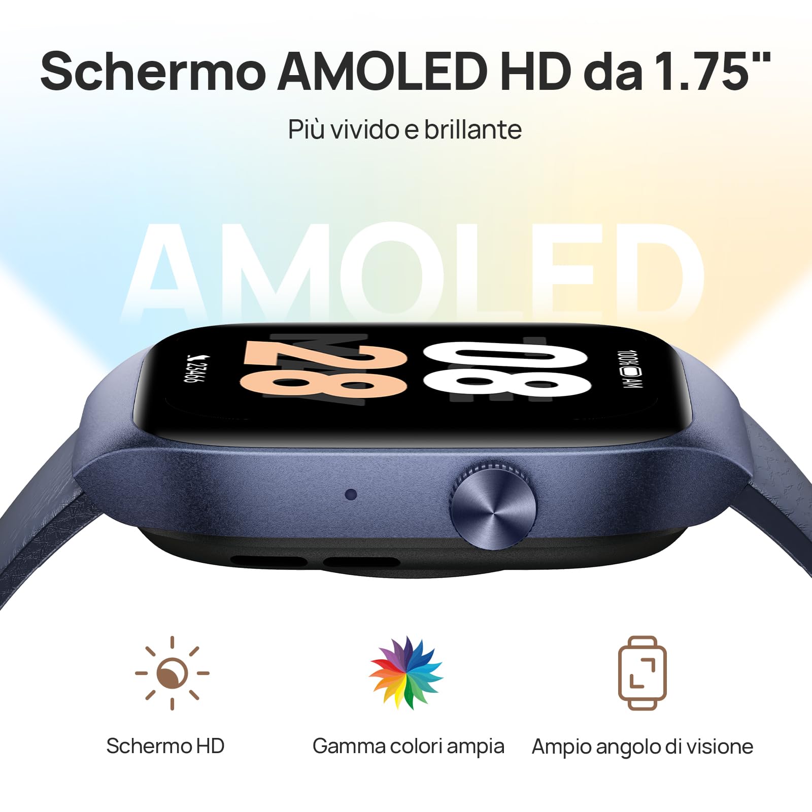Mibro T2 Smartwatch Uomo Donna, 1.75" AMOLED, Chiamate Bluetooth, GPS, Blu | Smartwatch per Corsa/Trekking/Palestra, Monitoraggio Fitness, Sonno & Battito, 100+ Sportive, per Android/iOS
