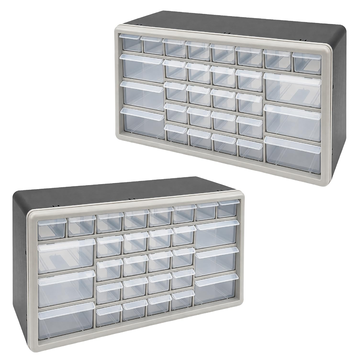 Kct (60 Drawer Cabinet Set (2 X 30 Unit)) Multi Drawer Compartment Plastic Storage Organiser Wall Mountable Storage Boxes
