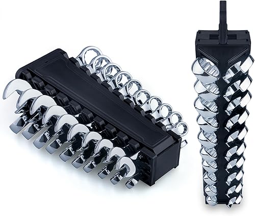 Miniatura 2 de Juego de 20 llaves combinadas métricas y SAE Premium Stubby con estante de almacenamiento  métricas de 0.394 in a 0.748 in, SAE 516 pulgadas a 78