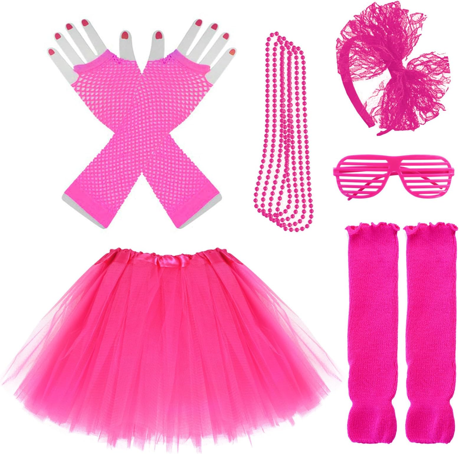 1980s Fancy Outfits Dress Costume Accessories for Girl Kids Halloween