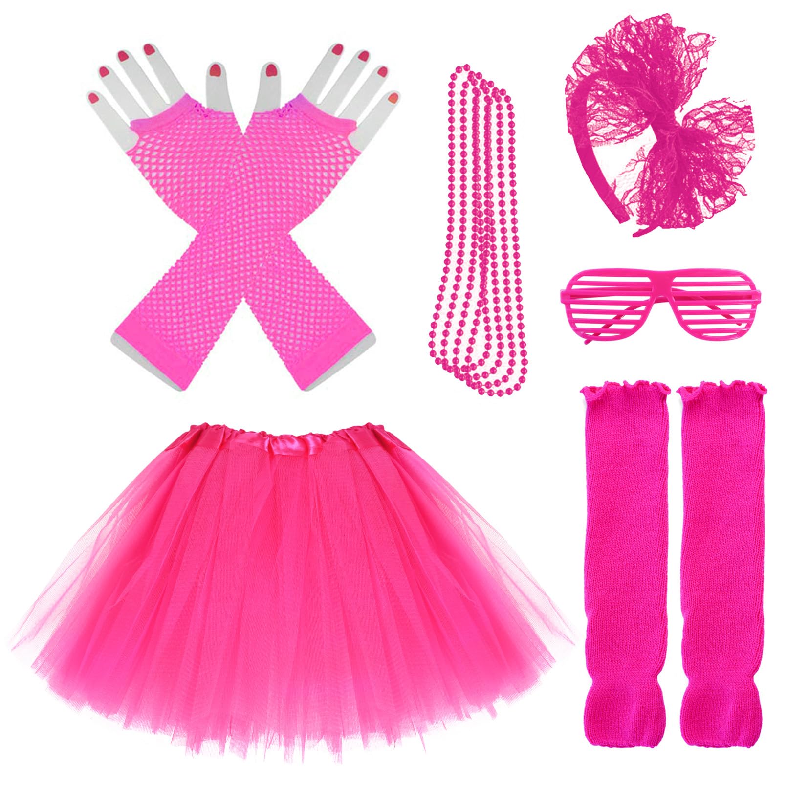 1980s Fancy Outfits Dress Costume Accessories for Girl Kids Halloween