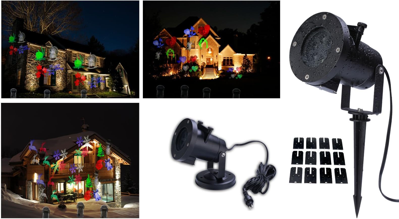 DELONIX Projection Christmas Light Christmas Projection Light Snowflake Spotlight 12 GOBO RGBW Dynamic LED Projector Light for Thanksgiving Halloween Valentine St.Patrick's Easter and Birthday Party