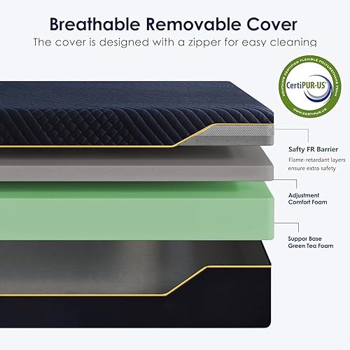 Miniatura 2 de Colchón King de espuma viscoelástica, firmeza media, colchón tamaño King de 12 pulgadas con funda extraíble lavable de gel refrescante en una caja,