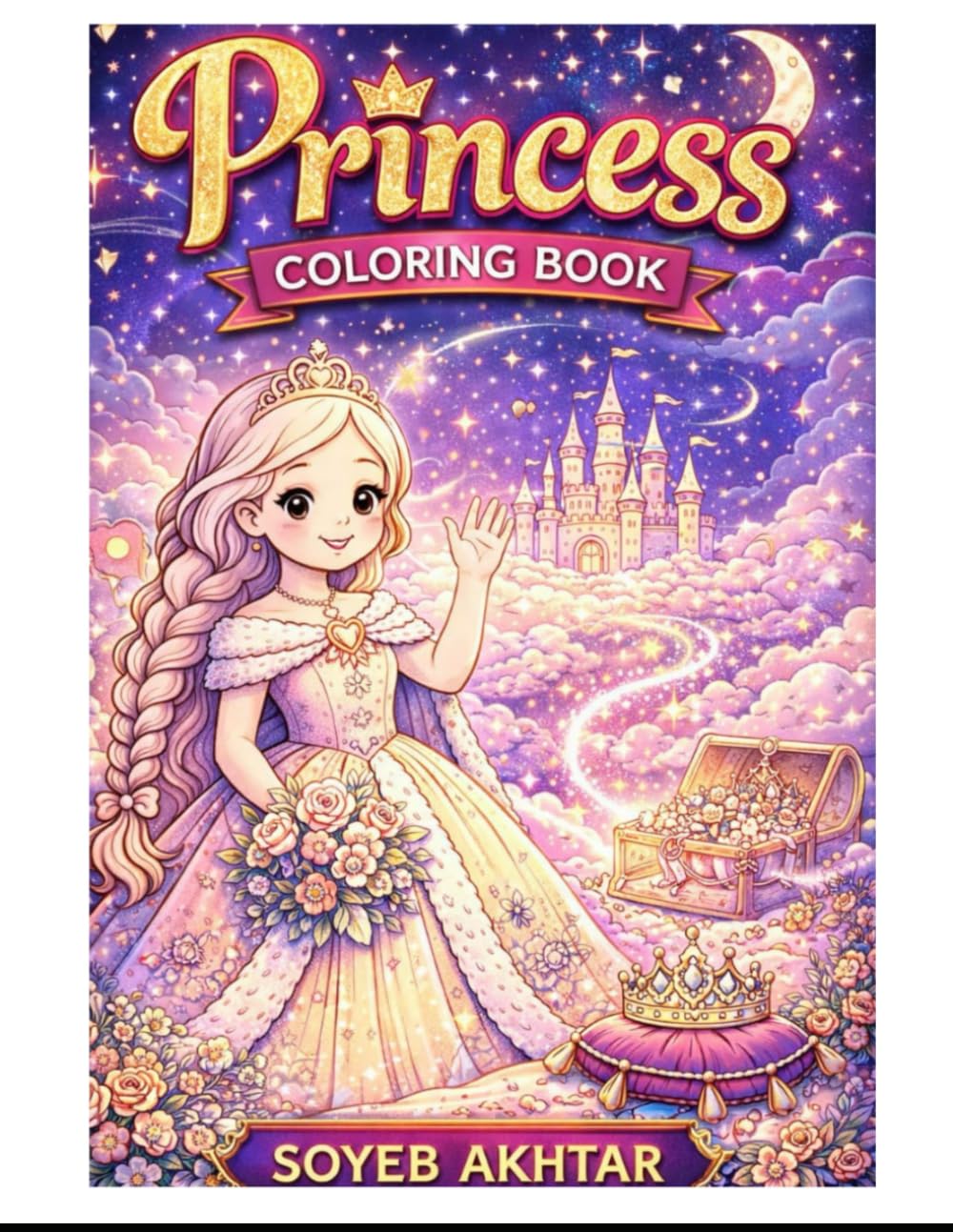Cute Princess Coloring Book for Kids Ages 3–8: Fun & Easy Princess Coloring Pages with Castles, Unicorns, Magic & Royal Adventures for Girls and Toddlers