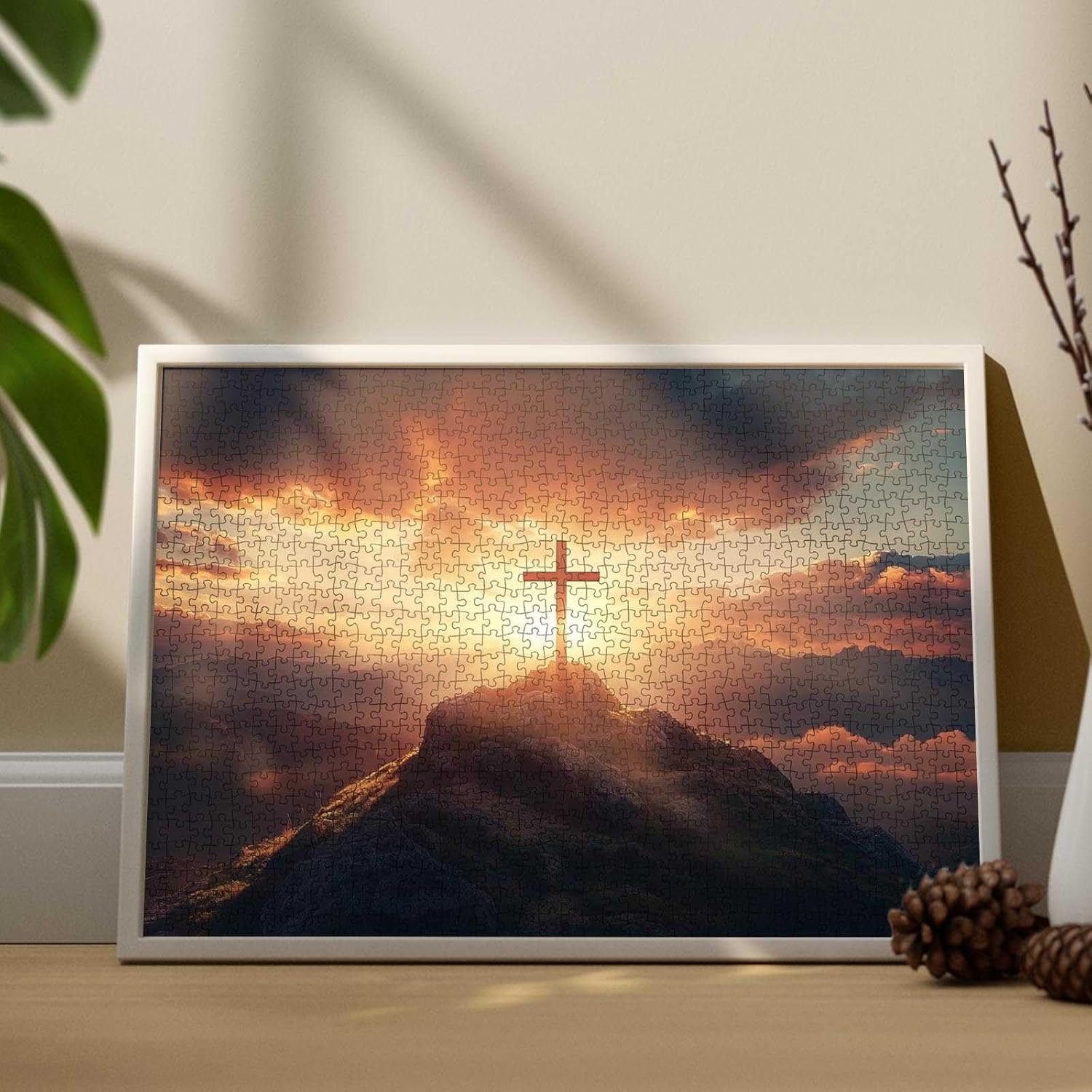 The Christian Cross on the Mountaintop 1000 Piece Jigsaw Puzzles for Adults 50×70cm Christ Style Puzzles Cross Puzzle Challenging Family Activity Games Colorful DIY Craft Puzzle for Home Decor Gifts