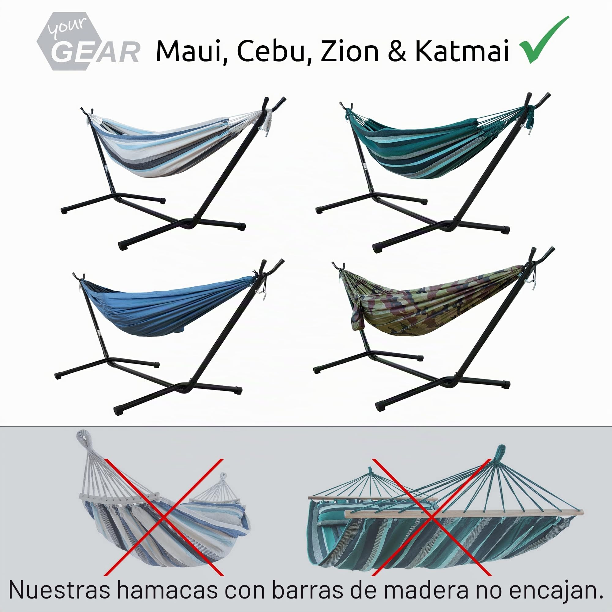 yourGEAR - Soporte para hamacas de hasta 350 kg, Estructura para hamacas con 260-350 cm de Longitud Total