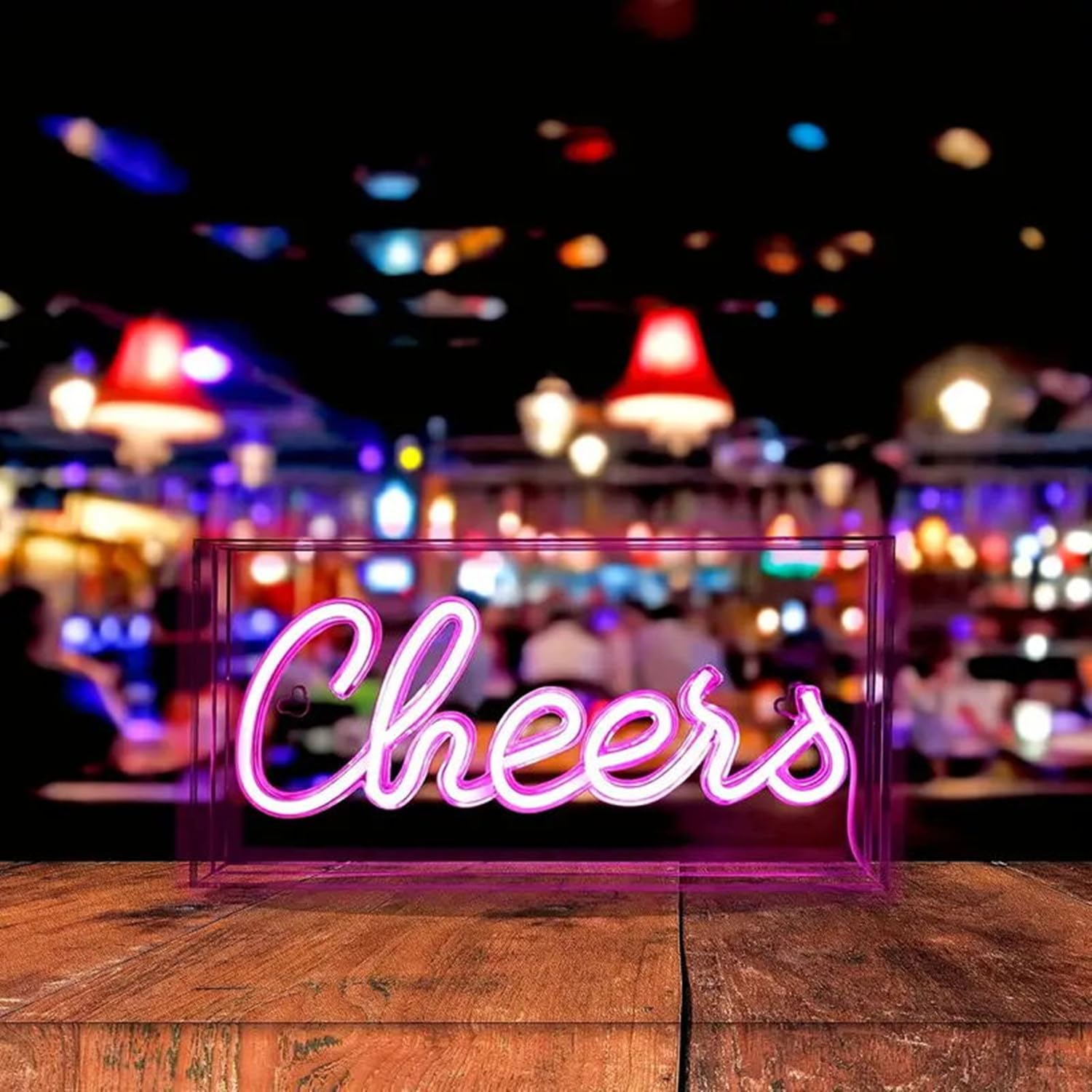 Cheers Neon Light,3D Countertop Standable LED Cheers Pink