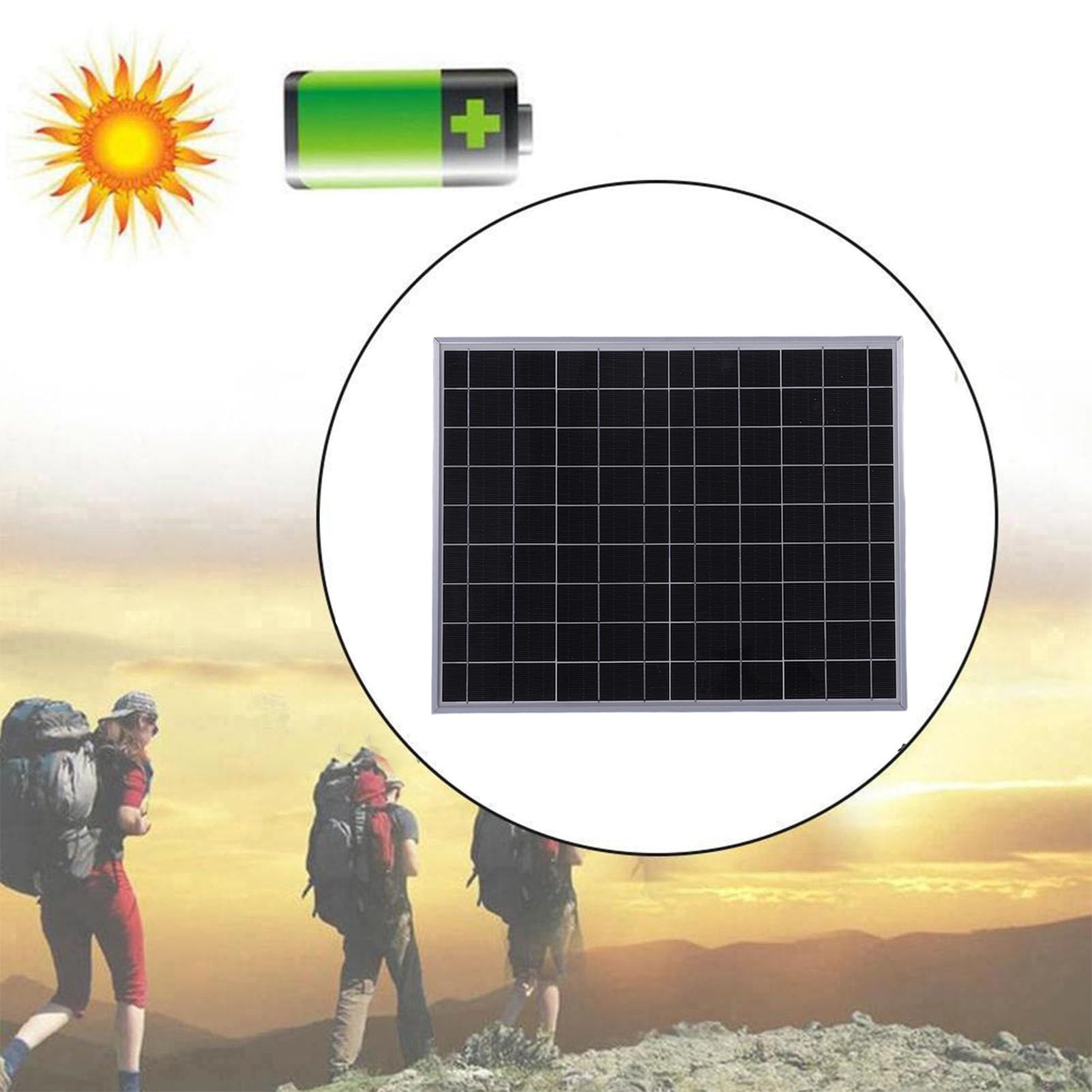 Generic Kit Pannello Solare Caricabatteria Solare Al Silicio Monocristallino con Controller Telaio in Lega di Alluminio da 30 W Doppia Uscita CC USB Tipo C per Telefoni da Campeggio all'aperto