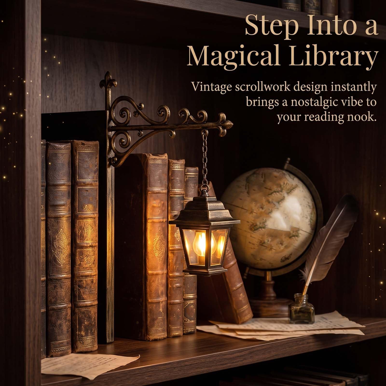 2026 Mini Bookshelf Lamp,Library Lantern-Decorative Bookshelf Lighting, Reading Book Shelf Lamp Lights Between Books For Bookworms Or Study Reading Corner Home Library (3PCS-A)