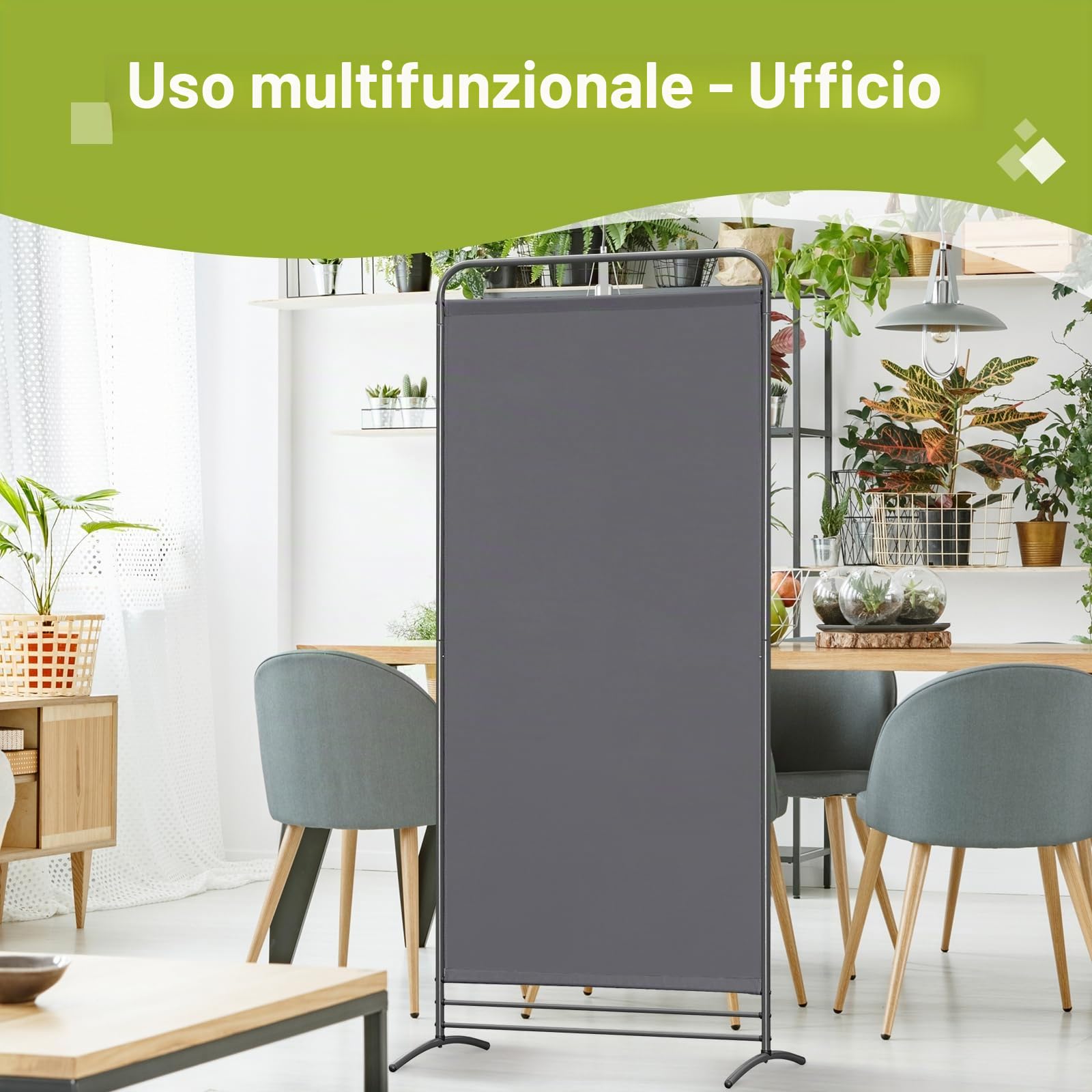 Angel Living Paravento con un Pannello, Decorazione Elegante, Separatore di Ambienti, Divisorio di Camere, 80 x 180 cm (Grigio)