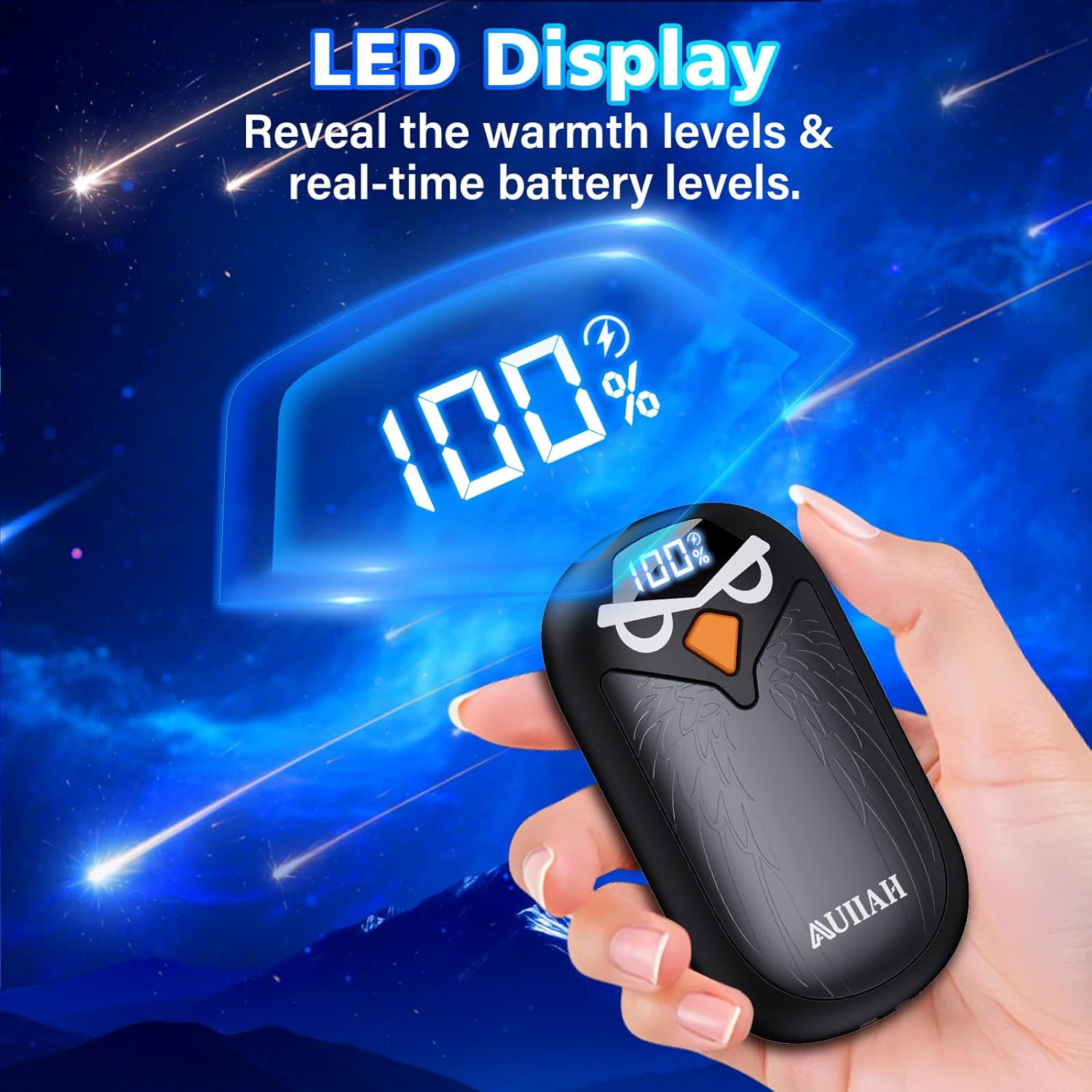 Hand Warmers Rechargeable 2 Pack with LED Display, 4 Heat Settings & Fast Heating, Portable Electric Hand Warmers for Camping Hunting Commuting, Valentine's Gifts for Men Women - Image 2