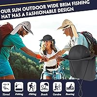 Vista 12 de Therwen 6 sombreros de sol unisex para hombres y mujeres, sombrero de safari de ala ancha, protección solar UV con solapa para el cuello