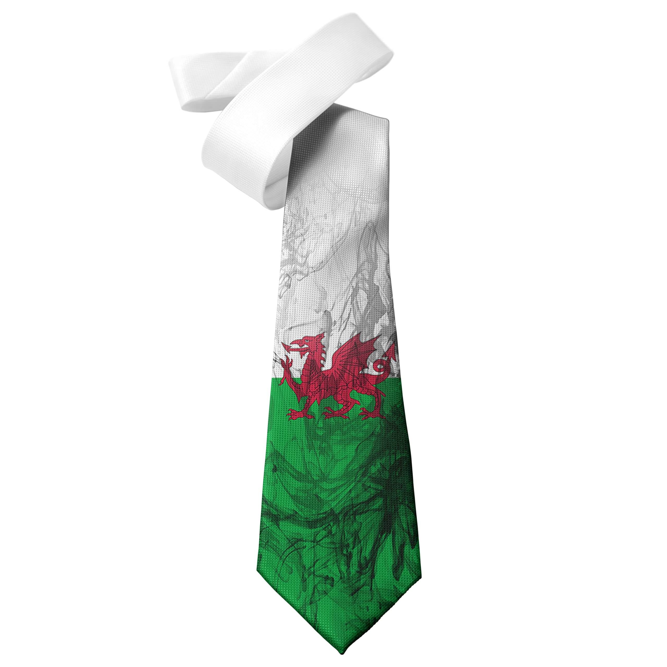 Shopquality4u Men's Swirly Ink Welsh Flag Design Printed Neck Tie - Polyester - Great Gift - Half Tie Print
